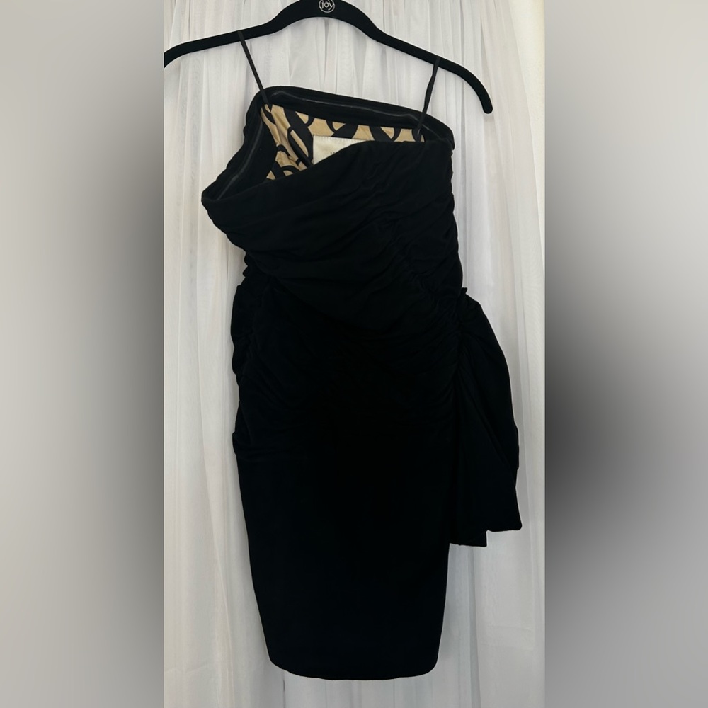 NWT Leifsdottir Strapless Black Sueded Leather Mini Dress Size 4